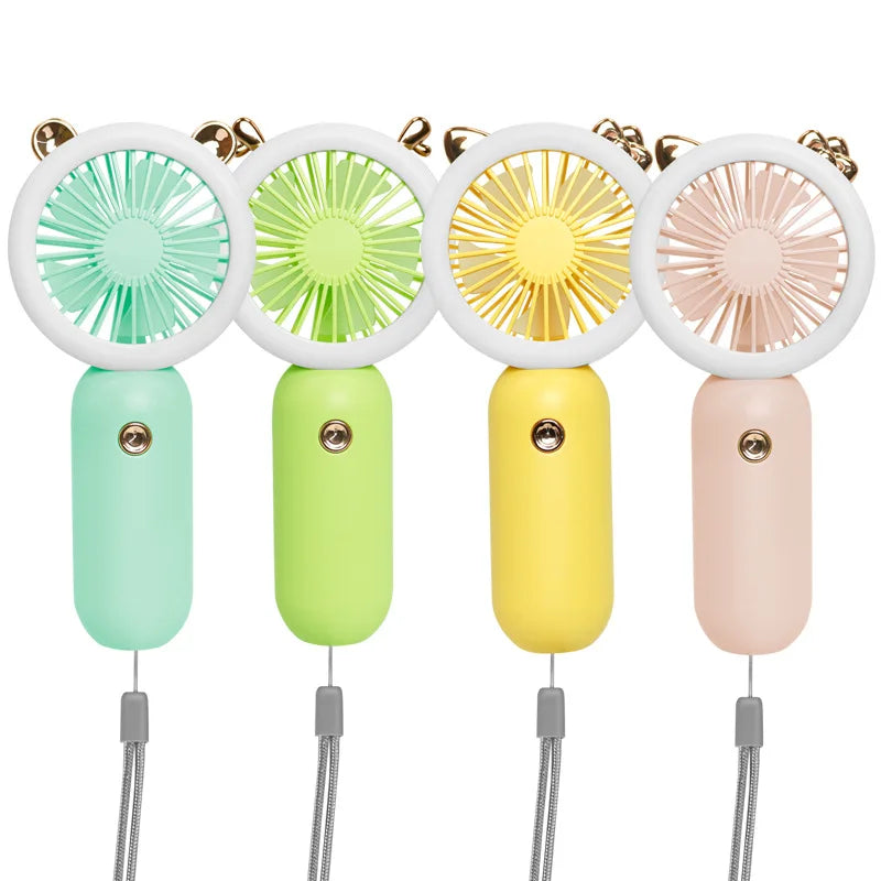 2023 Handheld Pocket Fans USB Charging Lazy Fan Desktop Mini Fan Portable With Night Light Fan Student Outdoor Travel Mini Fan