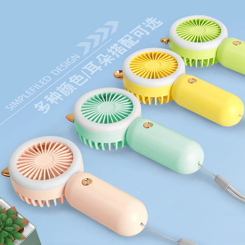 2023 Handheld Pocket Fans USB Charging Lazy Fan Desktop Mini Fan Portable With Night Light Fan Student Outdoor Travel Mini Fan