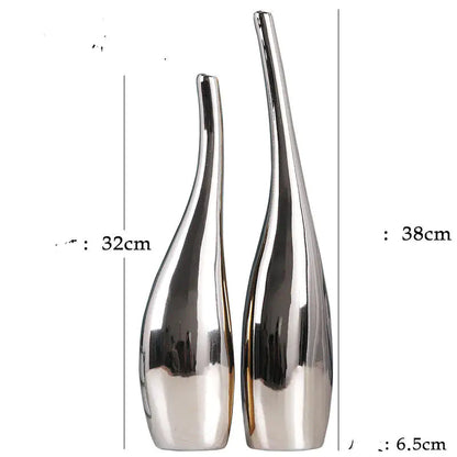 Jarrones de cerámica chapados en oro nórdico, modelo para decoración del hogar